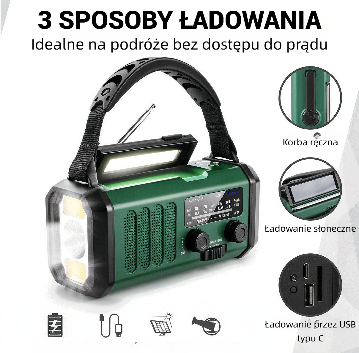 PowerSurvive™ 10000 – Radio Awaryjne z Latarką LED i Powerbankiem